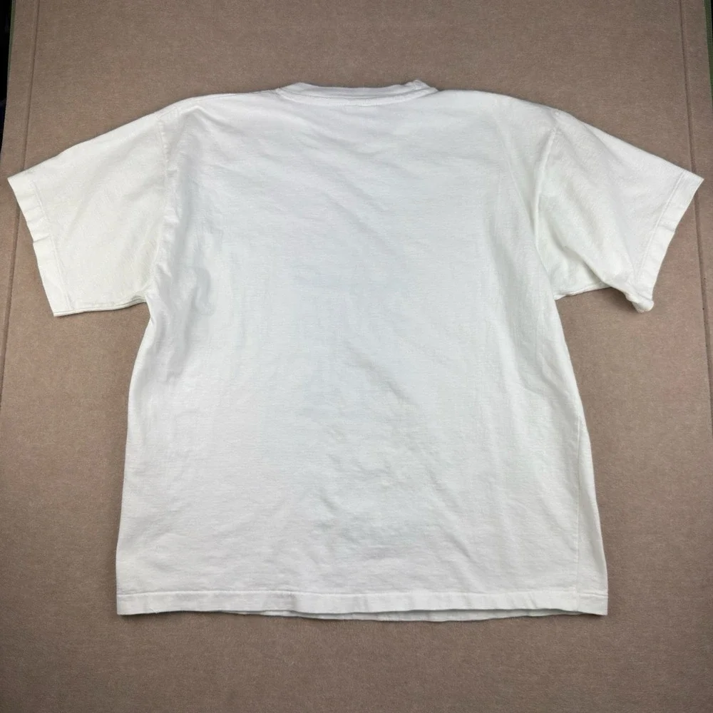 Vintage Hong‎ Kong Shirt Men L White Tourist Junk Boat Graphic Single Stitch Tee